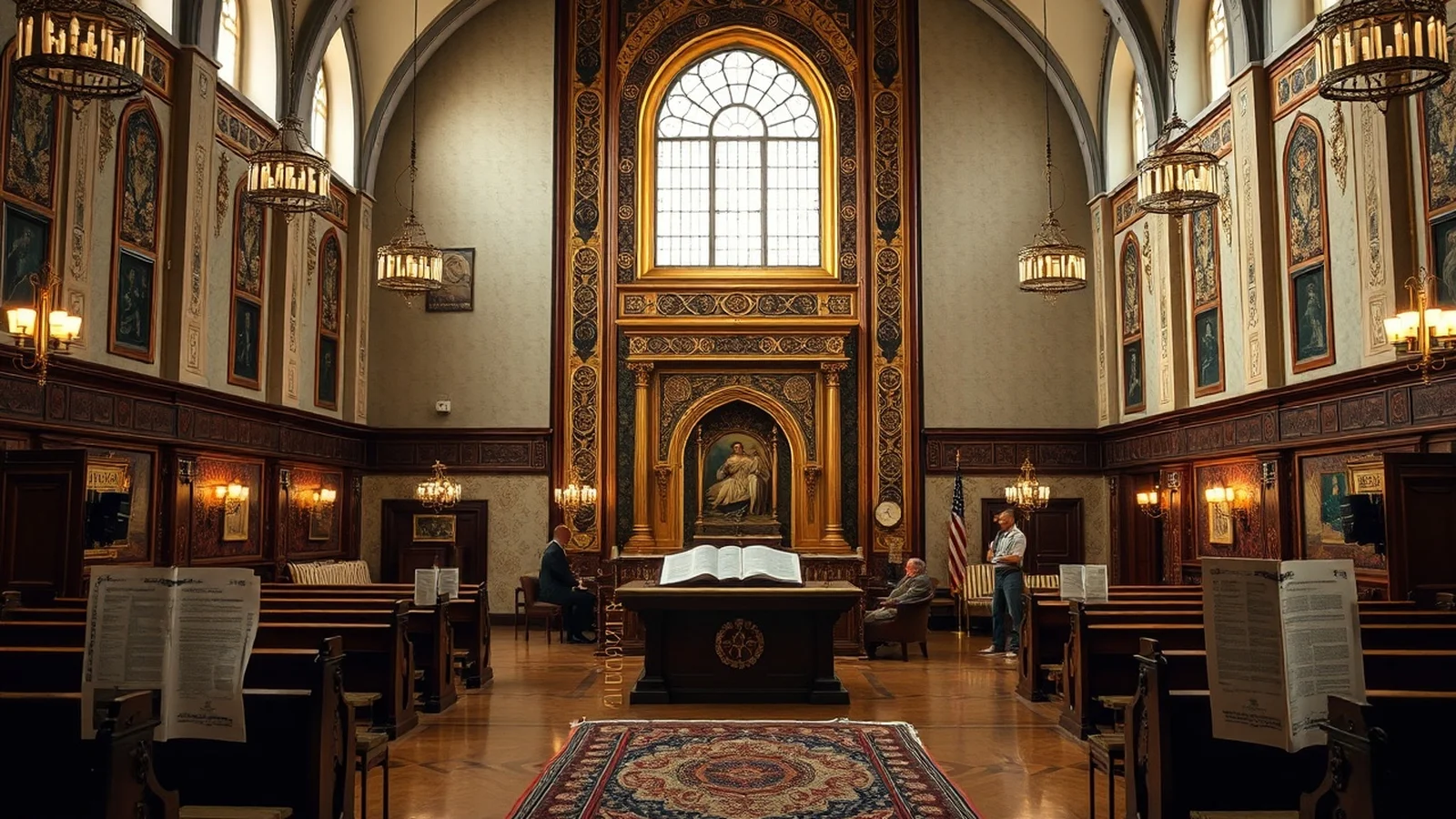 interior de sinagoga com tora