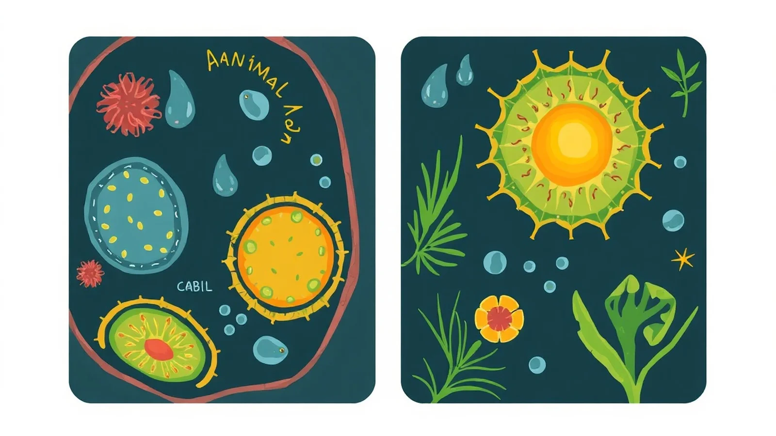 celula animal e vegetal comparacao