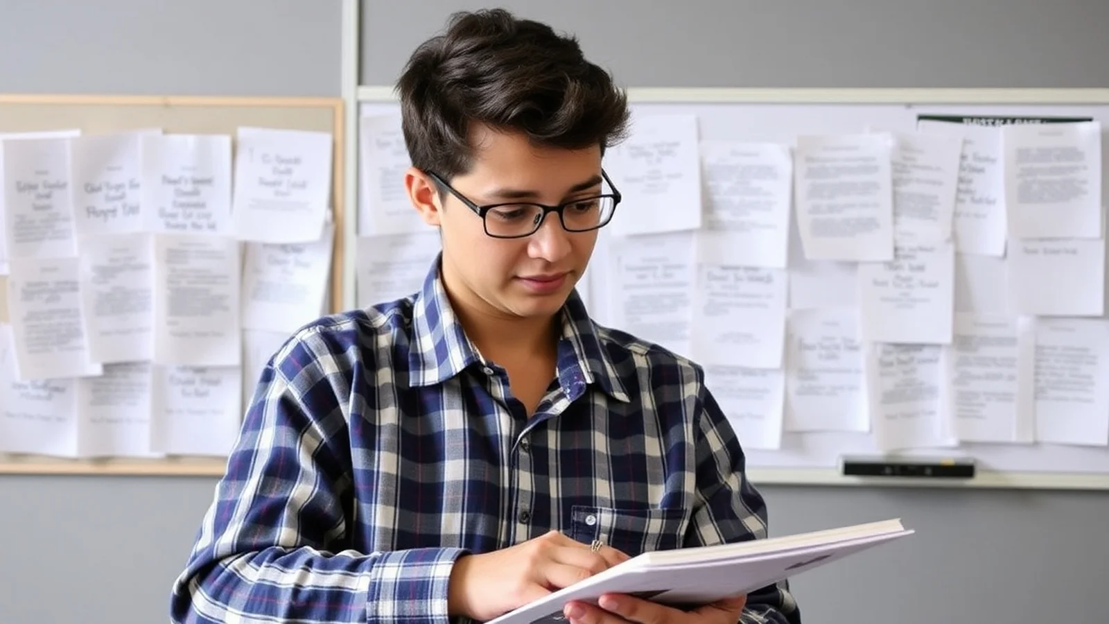 estudante organizando fichamento