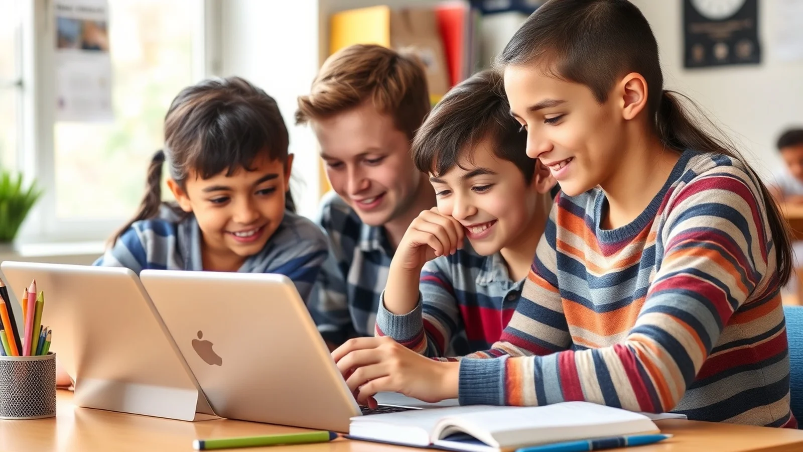 estudantes aprendendo com internet