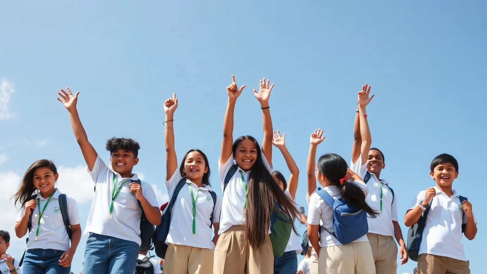 estudantes celebrando dia da escola