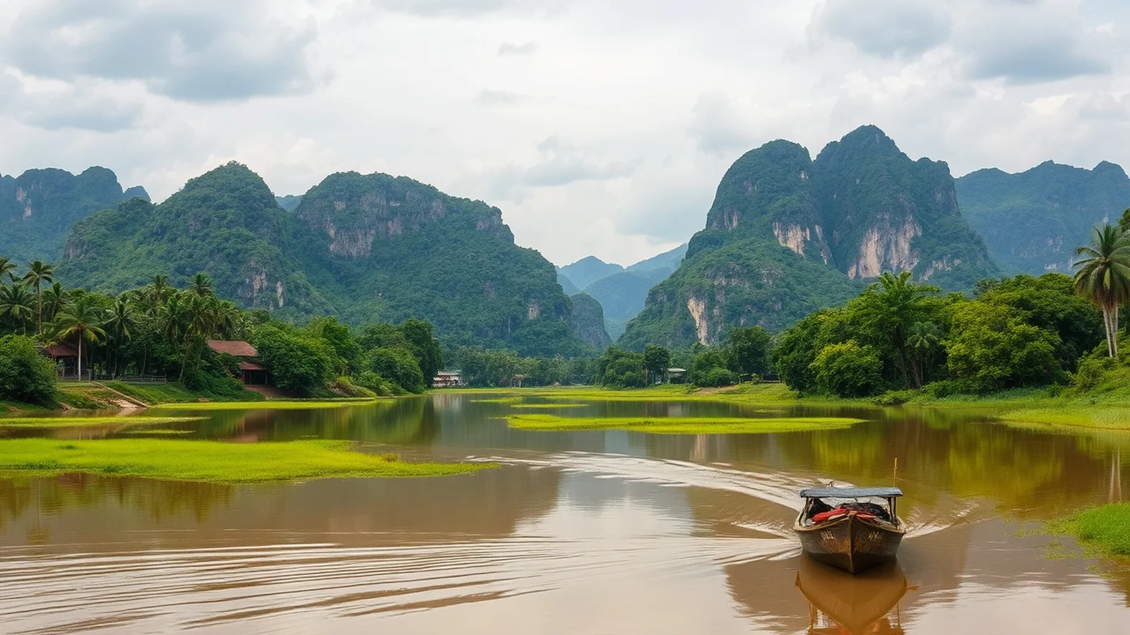 paisagem do rio mekong no laos