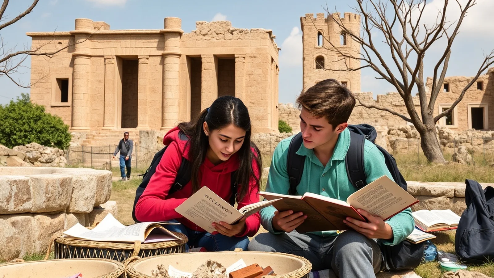 estudantes estudando historia