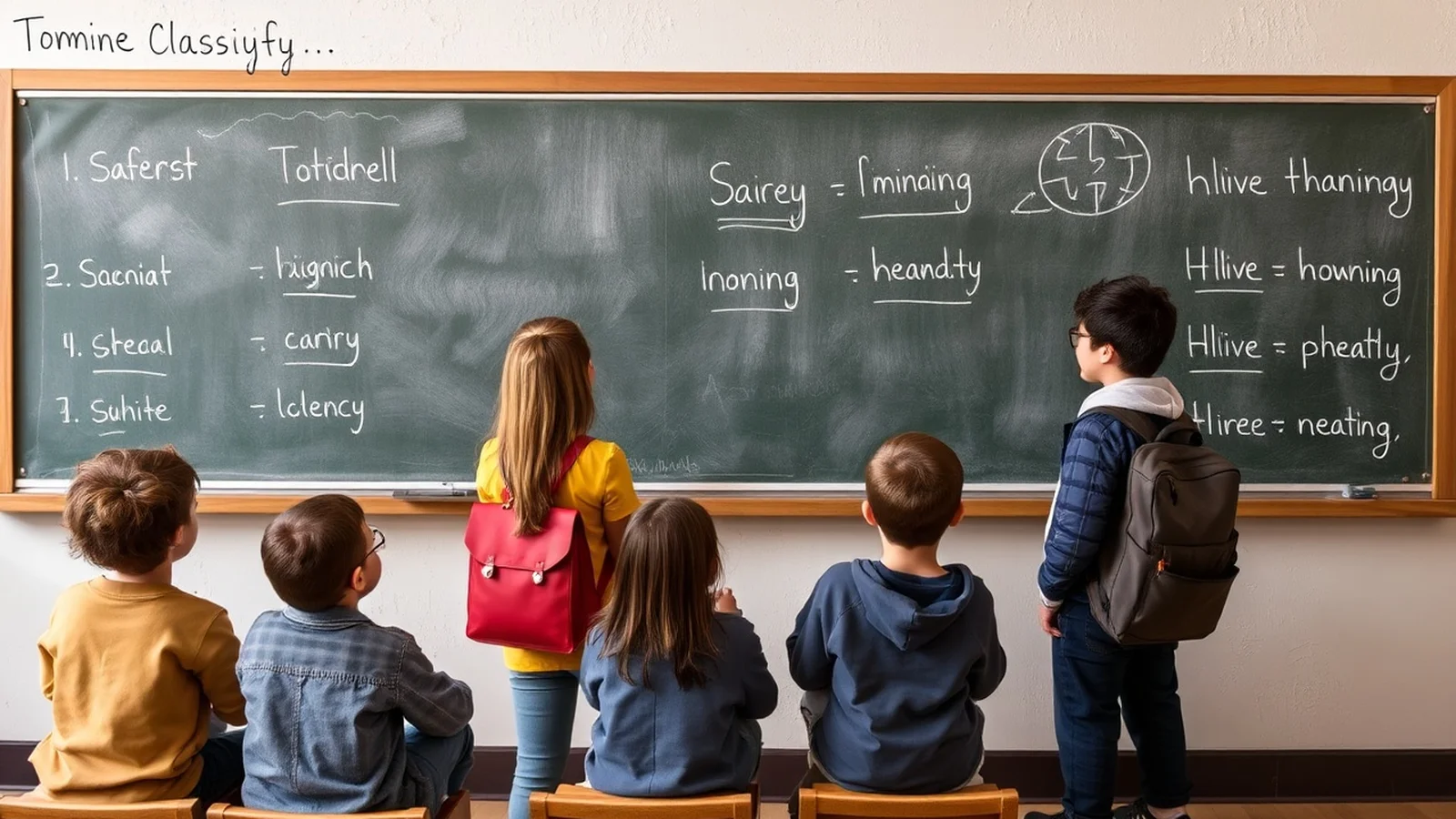 estudantes classificando substantivos