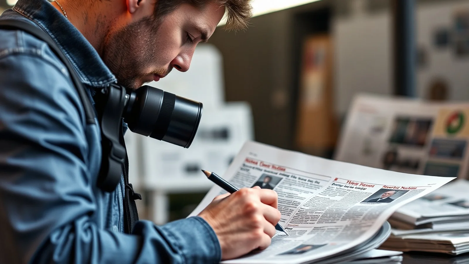 jornalista editando noticia