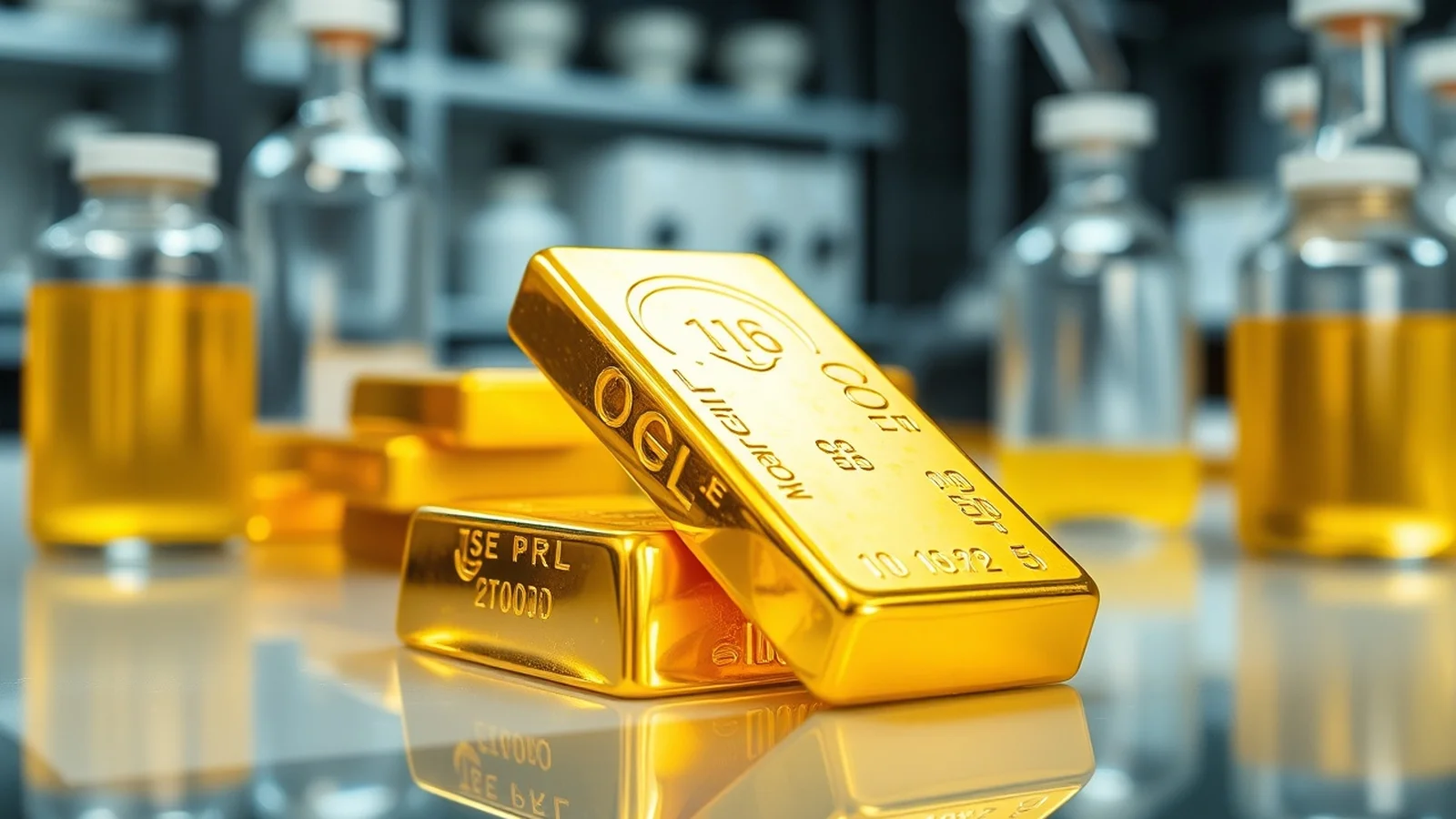 barras de ouro em laboratorio